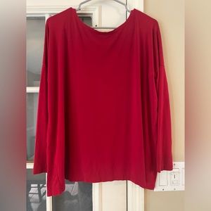Red Long Sleeve Piko Top. Size Small.